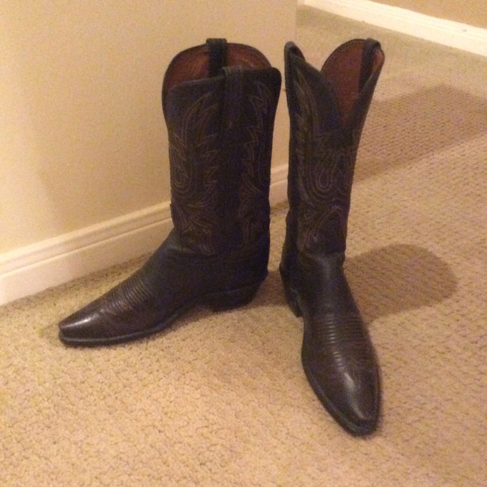 Lucchese Chocolate Brown Leather Boots